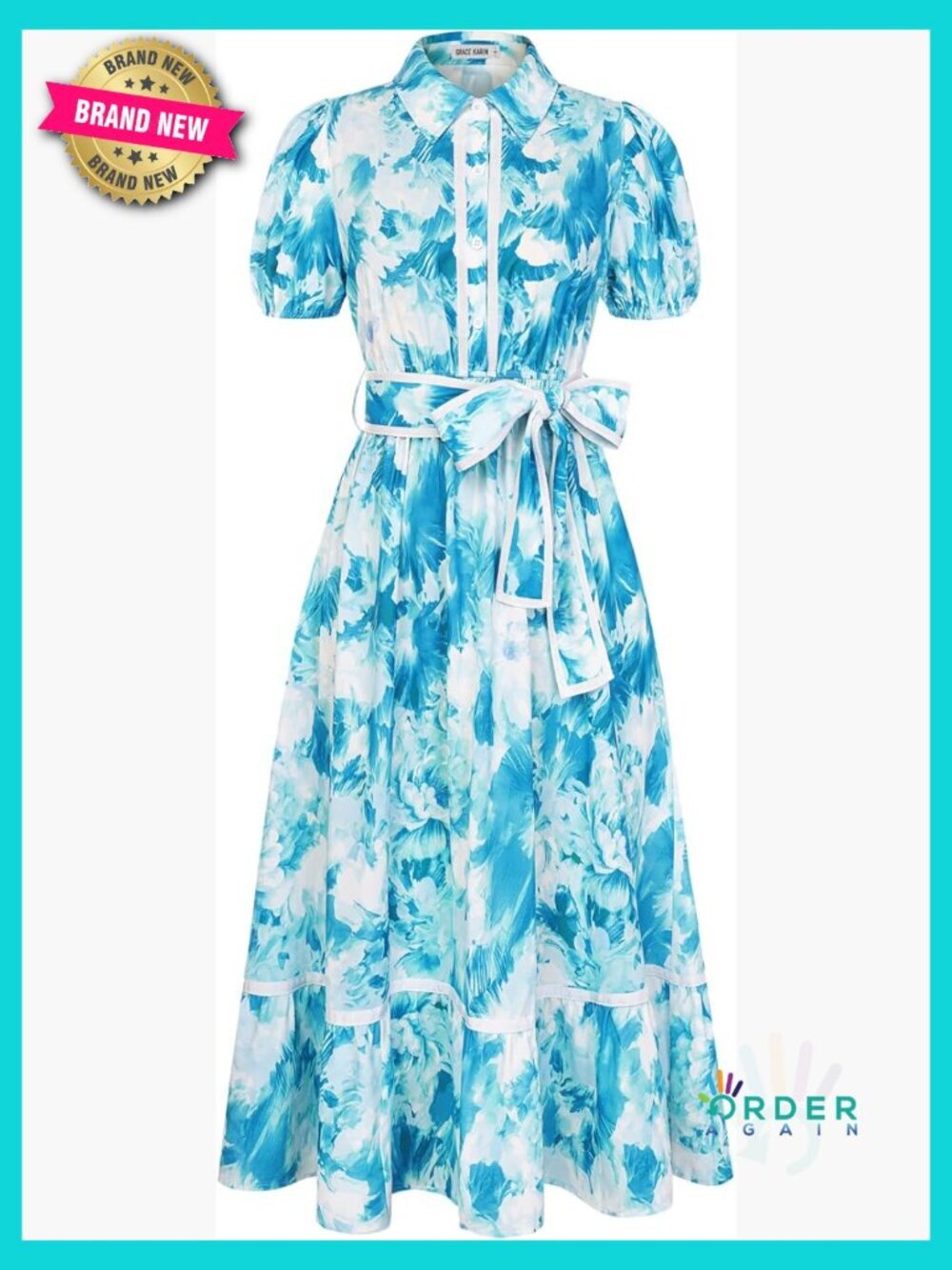 Floral Maxi Dress Puff Sleeve Boho Wedding Guest Sundress with Pockets